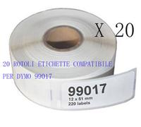 20 ROTOLI Etichette compatibile per DYMO 99017 50mmX12mm LABELWRITER 400 450