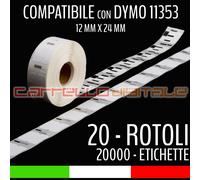 20 ROTOLI Etichette Compatibili con DYMO 11353 24 mm X 12 mm LABELWRITER 400 450