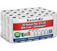 20 ROTOLI - Rotoli Termici POS 57x20 m BPA Free Omologati per Scontrini Cassa e