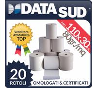 20 ROTOLI TERMICI mm. 110x30 mt 80gr./mq OMOLOGATI - CARTA ALTA QUALITA'