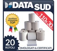 20 ROTOLI TERMICI mm. 110x30 mt CARTA ALTA QUALITA' - REGISTRATORI DI CASSA