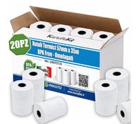 20 Rotoli Termici POS 57x35m BPA Free Omologati per Cassa e POS Bancomat
