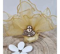 20 Sacchetti Comunione Calice Legno Confetti Inclusi bomboniere Offerta (Sacchetti Beige Calice Legno)