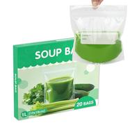 20 sacchetti per congelamento riutilizzabili di medie dimensioni per zuppe, peperoncini, salse bolognesi, curry, qualsiasi liquido