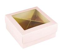 20 scatole bomboniere cartone rosa + divisore superficie trasp. 10x10x4,5 cm (bo