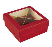 20 scatole bomboniere cartone rosso + divisore superficie trasp. 10x10x4,5 cm la