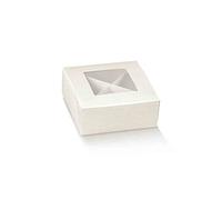 20 Scatoline Portaconfetti con Finestra e Cartoncino Separatore 80 mm x 80 mm x 30 mm 12920 inestra in PLA bomboniera matrimonio degustazione confetto