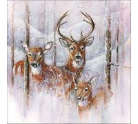 20 Servietten Verschneite Hirschfamilie | Reh | Winter | Weihnachten | Tischdeko 33x33cm**G