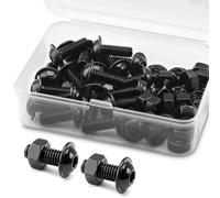 (20 Set) Combinazione di Viti e Dadi a Brugola M6 x 10 mm, Acciaio Inossidabile 304 Ossido Nero, Viti a Testa Bombata, Bulloni Flangiati, Viti Flangiate