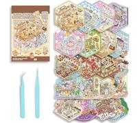 20 Set DIY Adesivi di Scena, Adesivi Decorativi 3D per Scene di Case in Miniatura, con 2 Pinzetta, Adesivi Adorabili Scene Stickers, per Scrapbook e Diario per Adulti, Bambini