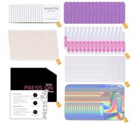 20 Set Kit Per Unghie Pressate Monouso Preparazione Per Unghie Colla per Lima per Unghie Pad di Preparazione Pastiglie Adesivi per Unghie Bastone in Legno, Istruzioni d'uso Borsa (Viola)