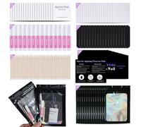 20 Set Kit Per Unghie Pressate Monouso Preparazione Per Unghie Colla per Lima per Unghie Pad Preparazione Pastiglie Adesivi per Unghie Bastone in Legno, Istruzioni d'uso Borsa (nero)