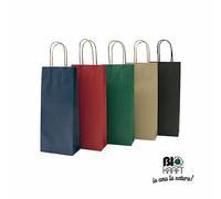 20 Shoppers Carta Biokraft 14X9X38Cm Portabottiglie Blu