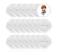 20 spille in acrilico, spille trasparenti, spille vuote, spille rotonde, set rotondo vuoto, spille personalizzate per lavori fai da te (37 mm)