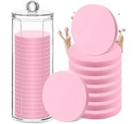 20 spugne per trucco con contenitore in acrilico, rotonde, spugnette per cipria, spugnette rotonde in schiuma, per trucco di bellezza, fondotinta, frullatore in polvere, per bagnato e asciutto, doppio