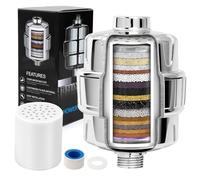 20 Stadi Filtro per Doccia, Filtro Acqua Doccia, Purificatore Acqua Doccia con 2 Cartuccia di Ricambio, Rimuovere le Impurità, Elimina Batteri