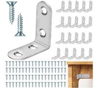 20 staffe a L per staffe angolari in legno, staffe angolari a 90 gradi a destra in acciaio inox con viti per ripiani in legno mobili mobili (40 mm)