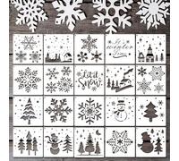 20 stencil di Natale a forma di fiocchi di neve, riutilizzabili, a forma di pupazzo di neve per dipingere su parete di legno, decorazione per la casa (fiocco di neve)