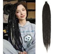 20 Strands Dreadlock Extensions 24 Inch Synthetic Hippie Single Ended Dreads Ginger 0.6 cm Width Loc Extensions Reggae Style Crochet Hair for Women (1B)