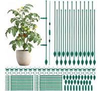 20 Supporti per Piante, Tutori rampicanti per Pomodori regolabili da 30 a 150 cm, dotati di 10 giunti di collegamento e 20 fermagli a farfalla, Supporti Rampicanti per Piante da interno(110 pezzi)