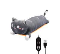 20" Tappetino Riscaldante Gatto Grigio Crampi Periodo Portatile USB 5 Livelli Calore 5 Timer Spegnimento Automatico Morbido Peluche Thermo Per Dolori Collo Schiena Relax Regalo Carino Donne Bambini