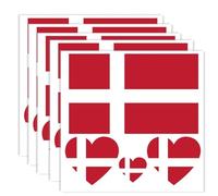 20 tatuaggi danesi con bandiera della Danimarca, adesivi decorativi, rettangolari, a forma di cuore, impermeabili, per feste (5 fogli)