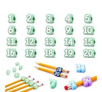 20 topper numerati per matite da 1 a 20, per scuola, riutilizzabili, per la scrivania degli studenti e l'organizzazione scolastica