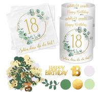 20 tovaglioli 18° compleanno + 12 portacandele da tavolo + 100 coriandoli decorativi verdi, decorazione per il 18° compleanno, ragazza, ragazzo, eucalipto, decorazione da tavolo 18 anni
