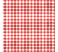20 tovaglioli 33 x 33 cm a quadretti rossi e bianchi Vichy per feste in giardino