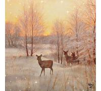20 tovaglioli a forma di cervo al mattino come decorazione invernale per gli amanti di animali e foreste, 33 x 33 cm