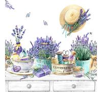 20 tovaglioli a forma di fiori, giardino e natura, collezione di lavanda come decorazione da tavolo, tovaglioli di carta con motivo, anche per decoupage e decoupage 33 x 33 cm