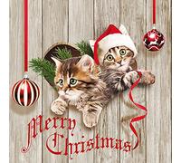 20 tovaglioli a forma di gatto w?nschen Frohe Weihnachten | Animali | Inverno | Decorazione da tavolo | Festa | Fai da te | Decoupage | Servizio tovaglioli 33 x 33 cm