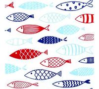 20 tovaglioli a forma di pesce in sciame, rosso-blu, come decorazione da tavolo, per feste marittime, 33 x 33 cm
