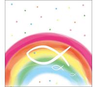 20 tovaglioli a forma di pesce su arcobaleno colorati come decorazione da tavolo per battesimo, comunione e cresima, 33 x 33 cm