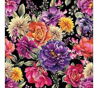 20 tovaglioli autunnali fiori in spettacolo di colore nero come decorazione da tavolo. Tovaglioli di carta con motivo. Anche per decoupage e decoupage 33 x 33 cm