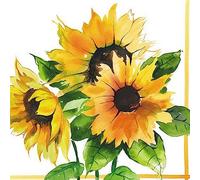 20 tovaglioli autunnali tre girasoli fioriti come decorazione da tavolo. Tovaglioli di carta con motivo. Anche per decoupage e decoupage 33 x 33 cm