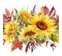 20 tovaglioli Autunno Girasoli su foglie autunnali come decorazione da tavola. Tovaglioli di carta con motivo. Anche per decoupage e decoupage 33 x 33 cm