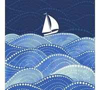 20 tovaglioli con barca a vela su onde marittime, 33 cm, blu