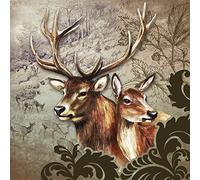 20 tovaglioli con cervo, cervo, cervo, foresta, caccia, 33 x 33 cm