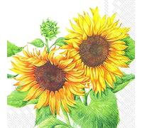 20 tovaglioli con due girasoli in pieno fiore | fiori | autunno | decorazione da tavolo 33 x 33 cm