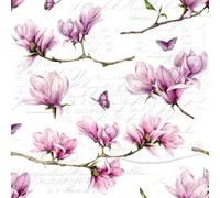 20 tovaglioli con fiori, giardino e natura, eleganti rami di magnolia come decorazione da tavolo. Tovaglioli di carta con motivo. Anche per decoupage e decoupage 33 x 33 cm