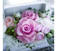 20 tovaglioli con fiori, giardino e rose naturali in una piccola cassapanca come decorazione da tavolo. Tovaglioli di carta con motivo. Anche per decoupage e decoupage 33 x 33 cm