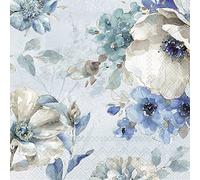 20 tovaglioli con fiori vintage, blu, neutri, senza tempo, decorazione da tavolo, decoupage, tecnica dei tovaglioli, 33 x 33 cm