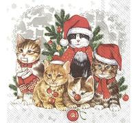 20 tovaglioli con gatti in atmosfera natalizia, animali, invernali, Natale, decorazione da tavolo, 33 x 33 cm