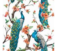 20 tovaglioli con motivi animali, pavoni esotici su fiori, decorazione da tavolo, tovaglioli di carta con motivo, anche per decoupage e decoupage 33 x 33 cm