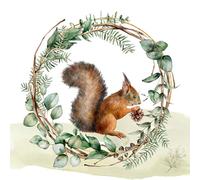 20 tovaglioli con motivo animale, scoiattolo in ghirlanda naturale come decorazione da tavolo. Tovaglioli di carta con motivo. Anche per decoupage e decoupage 33 x 33 cm
