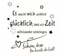 20 tovaglioli con scritta "Glückliche Zeit als Tischdeko mit Spruch Schön, dass Du da bist. Tovaglioli di carta con motivo, anche per decoupage e tecnica dei tovaglioli, 33 x 33 cm