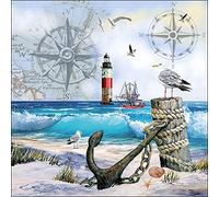 20 tovaglioli con scritta in lingua tedesca "Momenti al mare | ancora | gabbiani | spiaggia | marittima 33 x 33 cm