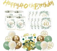 20 tovaglioli decorativi per 40° compleanno, 12 pezzi, Happy 40° compleanno, portacandela antivento, decorazione da tavolo, ghirlanda e coriandoli per 40 anni, decorazione per compleanno, donna e uomo