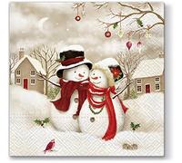 20 tovaglioli di carta, motivo: pupazzi di neve, alberi, Natale, inverno, 33 x 33 cm